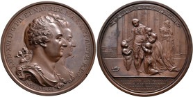 FRANCE, Royal. Louis XVI, 1774–1793. Medal 1793 (Bronze, 48 mm, 58.71 g, 12 h), on his Farewell to his family. By C. H. Küchler, Berlin. LUD•XVI D:G•F...