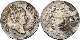 FRANCE, Premier Empire. Napoléon I, 1804-1814, 1815. Quart de Franc An 12 = 1803/4 (Silver, 15 mm, 1.19 g, 5 h), Paris. NAPOLEON EMPEREUR. Bare head o...