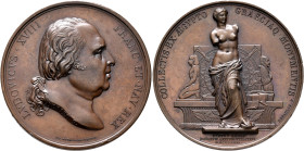 FRANCE, Royal (Restored). Louis XVIII, 1814-1824. Medal 1822 (Bronze, 51 mm, 60.83 g, 12 h), on the Collections of Greek and Egyptian art. By J. B. An...