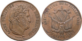 FRANCE, Royal (Restored). Louis Philippe, 1830-1848. Medal 1832 (Bronze, 38 mm, 24.22 g, 12 h), Module de 5 Francs, on the 30 July 1830. By F. Domard....
