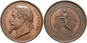 FRANCE, Second Empire. Napoléon III, 1852-1870. Medal 1867 (Bronze, 51 mm, 62.62 g, 12 h), on the Universal Exposition in Paris. By H. Ponscarme, Pari...