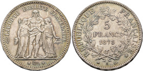 FRANCE, Troisième République. 1870-1940. 5 Francs 1873 A (Silver, 37 mm, 24.98 g, 6 h), Paris. LIBERTÉ ÉGALITÉ FRATERNITÉ Hercules standing facing bet...