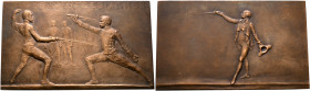 FRANCE, Troisième République. 1870-1940. Plaquette (Bronze, 86x51 mm, 159.34 g, 12 h), on fencingt. by E. Robert-Mérignac, Paris, no date (circa 1910)...