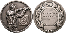 FRANCE, Troisième République. 1870-1940. Medal 1936 (Silver, 50 mm, 47.34 g, 12 h), Shooting Medal. By Tschudin. Half length bust of a male to right w...