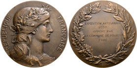 FRANCE, Troisième République. 1870-1940. Medal 1937 (Copper, 68 mm, 145.13 g, 12 h), on the Exhibition of Craftmanship in Bourth. By J. B. Daniel-Dupo...