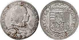 FRANCE, Provincial. Lorraine (duché). Nicolas Francis, 1634-1637. Teston 1634 (Silver, 30 mm, 8.51 g, 6 h), Firenze (Florence). ‡•FRANC•D•GDVX•LOTH•MA...
