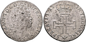FRANCE, Provincial. Lorraine (duché). Léopold I, 1690-1729. Nancy. Teston 1713 (Silver, 27 mm, 8.44 g, 6 h). LEOP•I•D•G•D• - LOT•BA REX•IER Draped bus...