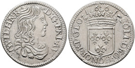 FRANCE, Provincial. Orange. Guillaume-Henri de Nassau, 1650-1702. 1/12 Écu 1661 (Silver, 20 mm, 2.24 g, 6 h). GVIL•HNR• - D•G•PRI•AV: Draped bust of G...