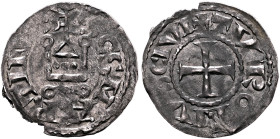 FRANCE, Provincial. Saint-Martin-de-Tours. Denier (Silver, 20 mm, 1.00 g, 6 h), Saint Martin abbey of Tours, circa 1100-1200. SCS MARTINVS Châtel tour...