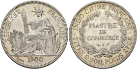 VIETNAM (ANNAM), Colonial. French Indochina, 1887-1954. Piastre 1900 A (Silver, 39 mm, 26.88 g, 6 h), Paris. REPUBLIQUE - FRANÇAISE / 1900 Liberty sea...