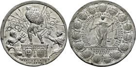 GERMANY. Bayern. Kurfürstentum. Maximilian II Emanuel, 1679-1726. Medal 1704 (Tin, 42 mm, 21.87 g, 12 h), on his defeat and flight after the Battle of...