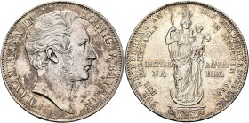 GERMANY. Bayern. Maximilian II, 1848-1864. 2 Gulden 1855 (Silver, 36 mm, 21.16 g, 12 h), on the Restoration of Madonna Column in Munich, München (Muni...