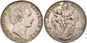 GERMANY. Bayern. Ludwig II, 1864-1886. Vereinstaler (Silver, 33 mm, 18.56 g, 12 h), so-called 'Madonnentaler', München (Munich), no date (1865). LVDOV...