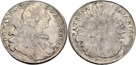 GERMANY. Bayern. Maximilian III Joseph, 1745-1777. Taler 1765 A (Silver, 41 mm, 27.81 g, 12 h), Amberg. D•G•MAX•IOS•U•B• - D•S•R•I•A•& EL•L•L• Cuirass...