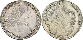 GERMANY. Bayern. Maximilian III Joseph, 1745-1777. Taler 1770 A (Silver, 41 mm, 28.00 g, 12 h), Amberg. D•G•MAX•IOS•U•B• - D•S•R•I•A•& EL•L•L• Cuirass...