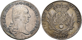 GERMANY. Bayern. Maximilian IV (I) Joseph, 1799-1806-1825. Konventionstaler 1802 (Silver, 42 mm, 27.93 g, 12 h), München. D•G•MAX•IOS•C•P•R•V•B•D•S•R•...