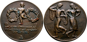 GERMANY. Bayern. München (Stadt). Medal 1921 (Bronze, 84 mm, 247.55 g, 12 h), on the Hungarian Whitsun festival in Munich. 19-21 / DEM SIEGER IN PREIS...