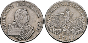 GERMANY. Brandenburg-Preußen. Friedrich II der Große (the Great), 1740-1786. 1/2 Taler 1750 A (Silver, 30 mm, 11.27 g, 12 h), Berlin. FRIDERICVS BORVS...