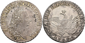 GERMANY. Brandenburg-Preußen. Friedrich II, 1740-1786. Reichstaler 1785 A (Silver, 37 mm, 22.09 g, 12 h), Berlin. FRIDERICUS BORUSSORUM REX Laureate o...