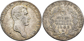 GERMANY. Brandenburg-Preußen. Friedrich Wilhelm III, 1797-1840. 1/3 Taler 1809 A (Silver, 27 mm, 8.19 g, 12 h), Berlin. FRIEDR• WILHELM III KŒNIG VON ...