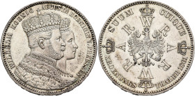 GERMANY. Brandenburg-Preußen. Wilhelm I, 1861-1888. Vereinstaler 1861 A (Silver, 33 mm, 18.52 g, 12 h), so-called 'Krönungstaler'. Berlin. WILHELM KOE...