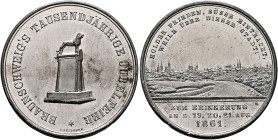 GERMANY. Braunschweig (Stadt). Medal 1861 (Tin, 40 mm, 29.10 g, 12 h), on the 1000th Anniversary of the city. By C. Petersen. BRAUNSCHWEIG'S TAUSENDJÄ...