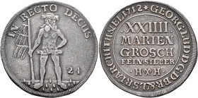 GERMANY. Braunschweig-Calenberg-Hannover. Georg Ludwig, 1698-1714. 24 Mariengroschen 1712 HH (Silver, 36 mm, 12.92 g, 4 h), Zellerfeld. IN RECTO DECUS...