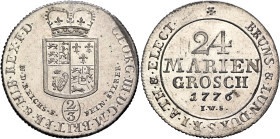 GERMANY. Braunschweig-Calenberg-Hannover. Georg III, 1760-1820. 24 Mariengroschen 1776 (Silver, 35 mm, 13.00 g, 6 h), Clausthal. GEORG•III•D•G•M•BRIT•...