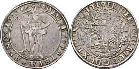 GERMANY. Braunschweig-Wolfenbüttel. Friedrich Ulrich, 1613-1634. Taler 1623 HS (Silver, 42 mm, 28.81 g, 11 h), Goslar. DEO✱ET✱PATRIÆ✱ANNO✱16Z3✱HS Wild...