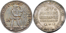 GERMANY. Braunschweig-Wolfenbüttel. Rudolf August & Anton Ulrich, 1685-1704. 24 Mariengroschen 1699 (Silver, 37 mm, 13.00 g, 12 h), Zellerfeld. D:G:RU...