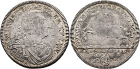 GERMANY. Braunschweig-Wolfenbüttel. Karl I, 1735-1780. 2/3 Taler (Silver, 35 mm, 13.94 g, 12 h), Braunschweig, 1765. CAROLVS D•G•DVX BR•ET LVN• Cuiras...