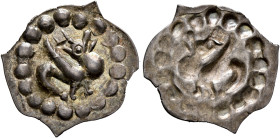 GERMANY. Breisach. Rudolf IV von Habsburg, 1215-1250. Vierzipfliger Pfennig (Silver, 19 mm, 0.35 g), 1215-1250. Dragon (Lindwurm) right within pearl r...