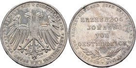 GERMANY. Frankfurt (Stadt). 2 Gulden 1848 (Silver, 36 mm, 21.20 g, 12 h), on the Election of Archduke Johann of Austria as Vicar. CONSTITUIRENDE VERSA...
