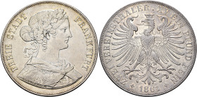 GERMANY. Frankfurt (Stadt). Doppelter Vereinstaler 1861 (Silver, 41 mm, 36.97 g, 12 h). FREIE STADT - FRANKFURT Laureate and draped bust of Francofurt...