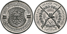 GERMANY. Frankfurt (Stadt). Schützenmedaille (Shooting Medal) 1862 (Tin, 39 mm, 30.69 g, 12 h), on the 1st Bundesschiessen. By Gebr. Hartwig, Nürnberg...