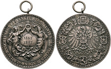 GERMANY. Frankfurt (Stadt). Schützenmedaille (Shooting Medal) 1887 (Silver, 40 mm, 26.28 g, 12 h), on the 9th Bundesschiessen. By W. Lauer, Nürnberg. ...