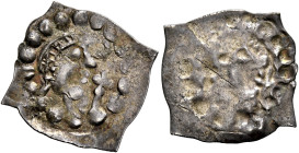 GERMANY. Freiburg, Grafen von Urach-Freiburg. temp. Egino IV – Egino V, 1218-1236. Vierzipfliger Pfennig (Silver, 18 mm, 0.39 g). Diademed male head t...