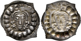 GERMANY. Freiburg, Grafen von Freiburg. Konrad I, 1236-1272. Vierzipfliger Pfennig (Silver, 18 mm, 0.35 g). Male head facing between six-pointed star ...