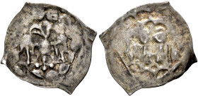 GERMANY. Freiburg (Stadt). Vierzipfliger Pfennig (Silver, 20 mm, 0.29 g), unknown mint, circa 1250. Crowned eagle with spread wings in border of large...