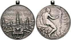 GERMANY. Freiburg (Stadt). Medal 1904 (Silver, 34 mm, 16.96 g, 12 h), on the Enrollment of the 2000th Student at the University of Freiburg. By R. May...