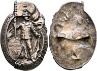 GERMANY. Köln (Stadt). Schützenabzeichen (Shooting Badge) 1930 (Silvered Brass, 47x32 mm, 11.33 g), on the 19th Bundesschiessen. 19. DEUTSCHES BUNDESS...