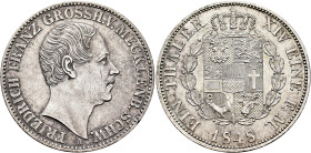GERMANY. Mecklenburg-Schwerin. Friedrich Franz II, 1842-1883. Taler 1848 A (Silver, 34 mm, 20.55 g, 12 h), Berlin. FRIEDRICH FRANZ GROSSH. V. MECKLENB...