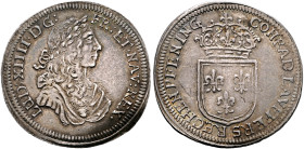 GERMANY. Nürnberg (Stadt). Rechenpfennig (Silver, 25 mm, 2.00 g, 12 h), by K. Lauffer, no date (1637-1668). LUD:XIIII•D G: - FR:ET:NAV:REX• Laureate a...