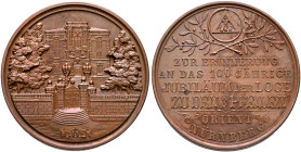 GERMANY. Nürnberg (Stadt). Medal 1899 (Bronze, 33 mm, 18.71 g, 12 h), on the 100th Anniversary of the Masonic Lodge 'Zu den Drei Pfeilen'. By L. Chr. ...