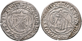 GERMANY. Sachsen-Markgrafschaft Meißen. Friedrich III der Weise, Johann & Albrecht III, 1486-1500. 1/2 Schwertgroschen (Silver, 25 mm, 1.95 g, 9 h), F...