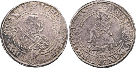 GERMANY. Sachsen, Kurfürstentum. Johann Friedrich der Großmütige & Moritz, 1541-1547. Taler 1542 (Silver, 39 mm, 28.88 g, 9 h), Annaberg. IOHAN - FRI•...