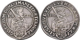 GERMANY. Sachsen, Kurfürstentum. Johann Georg I, 1615-1656. 1/4 Taler 1617 (Silver, 30 mm, 7.00 g, 1 h), on the Centenary of the Reformation. Dresden....