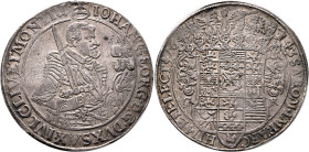 GERMANY. Sachsen, Kurfürstentum. Johann Georg I, 1615-1656. Taler 1643 (Silver, 44 mm, 29.09 g, 3 h), Dresden CR (mint master C. Rothe). IOHAN•GEORG•D...