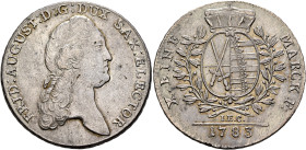 GERMANY. Sachsen, Kurfürstentum. Friedrich August III (I), 1763-1827. Taler 1783 (Silver, 41 mm, 28.09 g, 12 h), Dresden IEC (mint master J. E. Croll)...