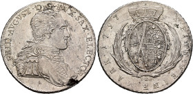 GERMANY. Sachsen, Kurfürstentum. Friedrich August III (I), 1763-1827. Taler 1797 (Silver, 40 mm, 28.00 g, 12 h), Dresden IEC (mint master J. E. Croll)...